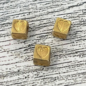Vintage VTG Set Of 3 Goltone Heart Charms/Slides